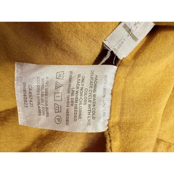 Lou & Grey Women's Blouson Mustard Yellow Tank Dress Linen Cotton Scoop Neck S - Picture 13 of 14